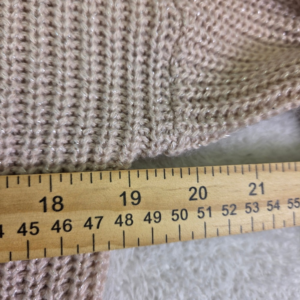 Moral Fiber Womens Blush Pink Metallic Shimmer V-Neck Ribbed Knit Sweater Small - Picture 8 of 8